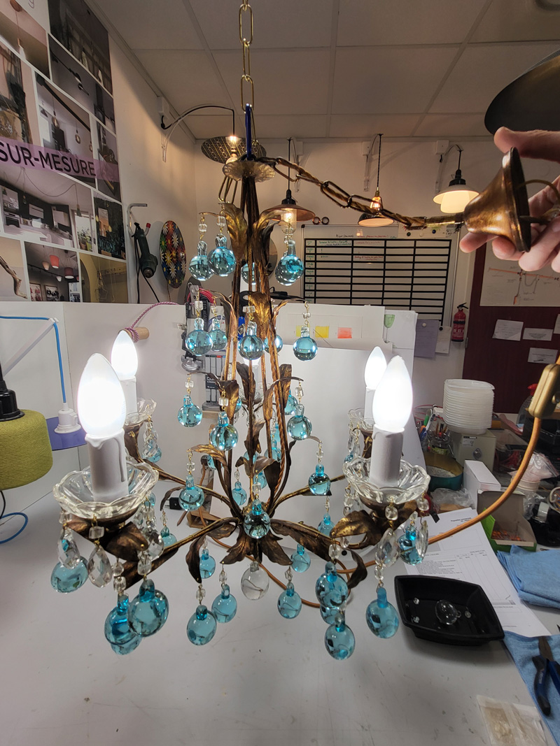 restauration ancien lustre 5 feux